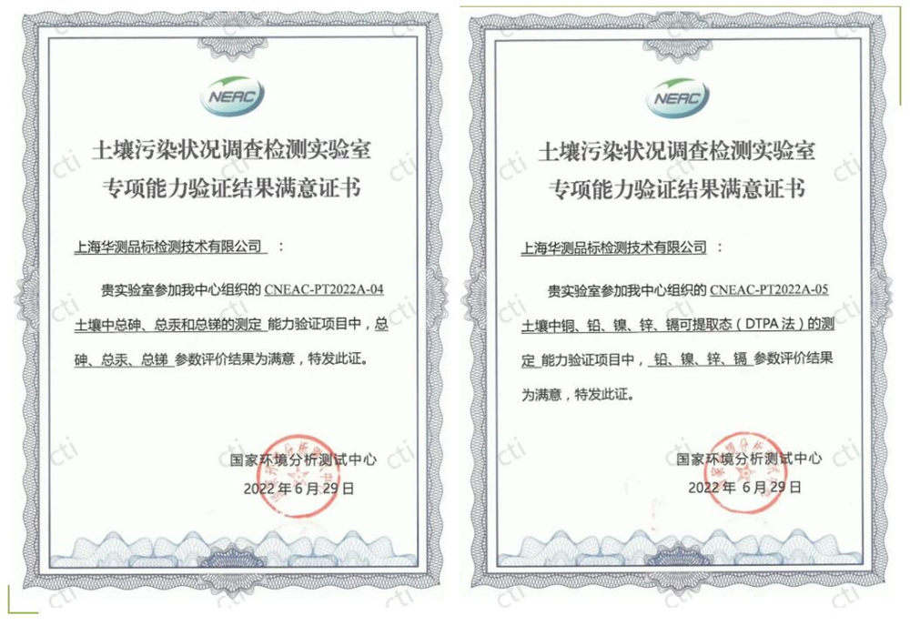 CTI華測檢測上海公司全項(xiàng)通過NEAC土壤專項(xiàng)能力驗(yàn)證